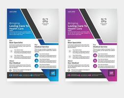 Modern corporative medical print flyer template in A4 size vector