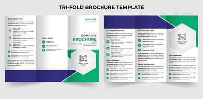 Professional company profile trifold brochure design template in A4 size vector