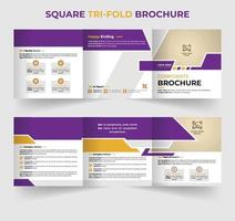 Multipurpose square tri-fold brochure template vector