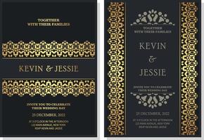 Elegant wedding invitation with pattern motif vector