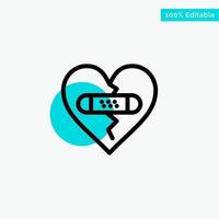 Broken Emotions Forgiveness Heart Love turquoise highlight circle point Vector icon