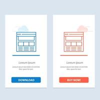 Website Page Interface Web Online  Blue and Red Download and Buy Now web Widget Card Template vector