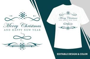 vector con letras de feliz navidad y feliz año nuevo, inscripción al diseño de vacaciones de invierno, invitación de tarjeta de felicitación con copos de nieve dorados. diseño 3d realista