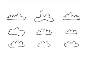 ilustración de nubes vectoriales de fideos. lindo conjunto de nubes. ilustración de stock vectorial. vector