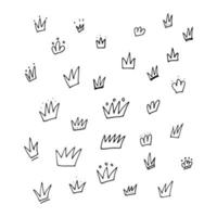 Doodle crown set illustration. Hand drawn simple crowns. Vector stock illustration