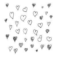 Doodle hearts illustration. Hand drawn vector heart set.