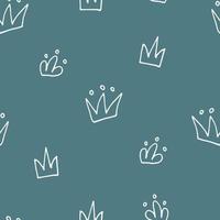 Vector crown seamless pattern. Hand drawn crowns isolated on white background. Vector stock illustration.