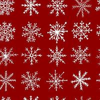 Vector snowflakes seamless pattern. Doodle snowflake isolated on black background. Christmas snoflake wrapping paper pattern.