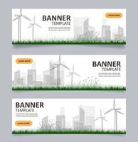 Sustainable power for city web banner design template. Vector flyer with text space. Advertising placard with customized copyspace. Printable poster for ads