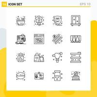 16 Creative Icons Modern Signs and Symbols of board dressing package mirror window Editable Vector Design Elements