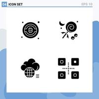 Modern Set of Solid Glyphs Pictograph of bitcoin light candy holiday technology Editable Vector Design Elements