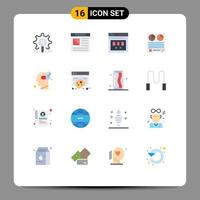 Group of 16 Flat Colors Signs and Symbols for paper data website contract web Editable Pack of Creative Vector Design Elements