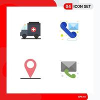 Universal Icon Symbols Group of 4 Modern Flat Icons of ambulance location email send medical Editable Vector Design Elements