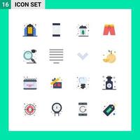 Set of 16 Modern UI Icons Symbols Signs for education short coffee clothing tree Editable Pack of Creative Vector Design Elements