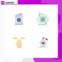 Modern Set of 4 Flat Icons and symbols such as card mobile muslim store hand Editable Vector Design Elements