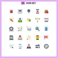 Pictogram Set of 25 Simple Flat Colors of cellphone location database nation country Editable Vector Design Elements