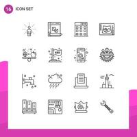 Modern Set of 16 Outlines and symbols such as ultrasound sonogram panel pregnancy technology Editable Vector Design Elements