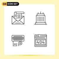 4 Universal Line Signs Symbols of address real envelope estate connection Editable Vector Design Elements