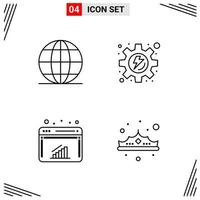 4 Icons Line Style. Grid Based Creative Outline Symbols for Website Design. Simple Line Icon Signs Isolated on White Background. 4 Icon Set. vector