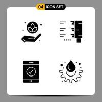 4 Black Icon Pack Glyph Symbols Signs for Responsive designs on white background. 4 Icons Set. vector