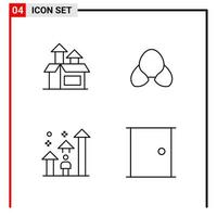 4 General Icons for website design print and mobile apps. 4 Outline Symbols Signs Isolated on White Background. 4 Icon Pack. vector