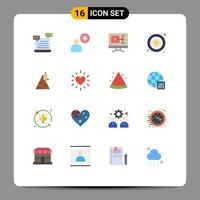 Group of 16 Modern Flat Colors Set for space craft station computer space star Editable Pack of Creative Vector Design Elements