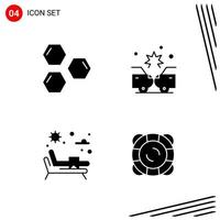 Collection of 4 Vector Icons in solid style. Pixle Perfect Glyph Symbols for Web and Mobile. Solid Icon Signs on White Background. 4 Icons.