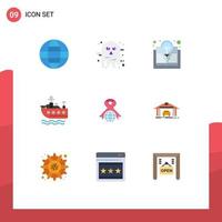 Set of 9 Modern UI Icons Symbols Signs for ribbon transport scary swim idea Editable Vector Design Elements