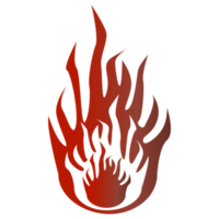 Fire with transparent middle. Bright burning elements. Colorful PNG illustration.