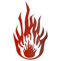 Fire with transparent middle. Bright burning elements. Colorful PNG illustration.