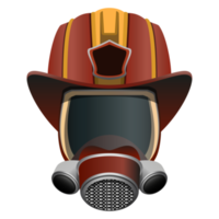 Firefighter Mask and Helmet. Head of a firefighter. Colorful PNG illustration.