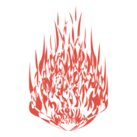 feu dans le style de contour. grande flamme. éléments flamboyants lumineux. illustration png colorée.