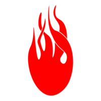 Fireball in simple style. Bright burning elements. Colorful PNG illustration.
