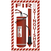 Sign board of Fire extinguisher in realistic style. Colorful PNG illustration.