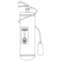 Fire extinguisher in line art style. Colorful PNG illustration.