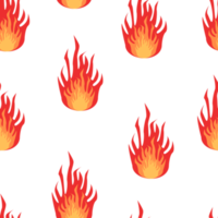 Seamless pattern with FIRE. Colorful PNG illustration.