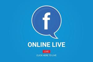 Online Live button of speech bubble with Facebook icon vector