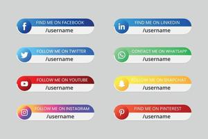 Collection of social media lower third icons pack vector