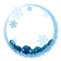 style de cadre de cercle de vacances d'hiver avec neige brillante d'automne png