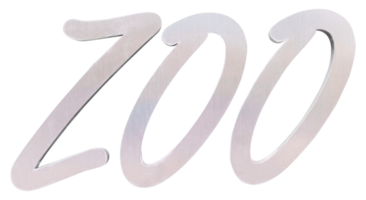 la palabra zoo escrito en metal aislado png