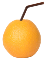 laranja com canudo de coquetel isolado png