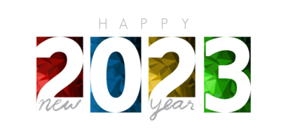 Happy new year 2023, horizontal banner. Brochure or calendar cover design template. Cover of business diary for year 2023. The art of paper cut. png