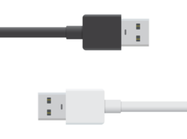 icône de câble usb noir et blanc isolée. png