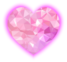 Pink polygon heart isolated png