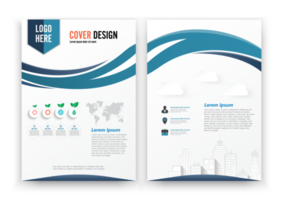 modelo de layout de design de panfleto de brochura, tamanho a4, design de curva, página frontal e traseira de cor azul, infográficos. png
