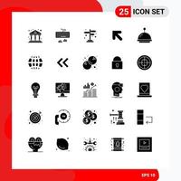 Universal Icon Symbols Group of 25 Modern Solid Glyphs of hotel alarm direction left arrow Editable Vector Design Elements