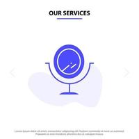 Our Services Mirror Fashion Solid Glyph Icon Web card Template vector