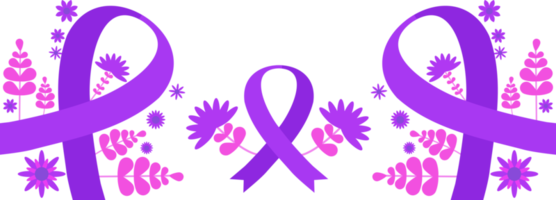 elemento de diseño de cinta púrpura de cáncer png