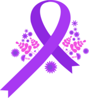 elemento de diseño de cinta púrpura de cáncer png