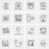 16 iconos de negocios universales vector ilustración de icono creativo para usar en proyectos relacionados con la web y dispositivos móviles